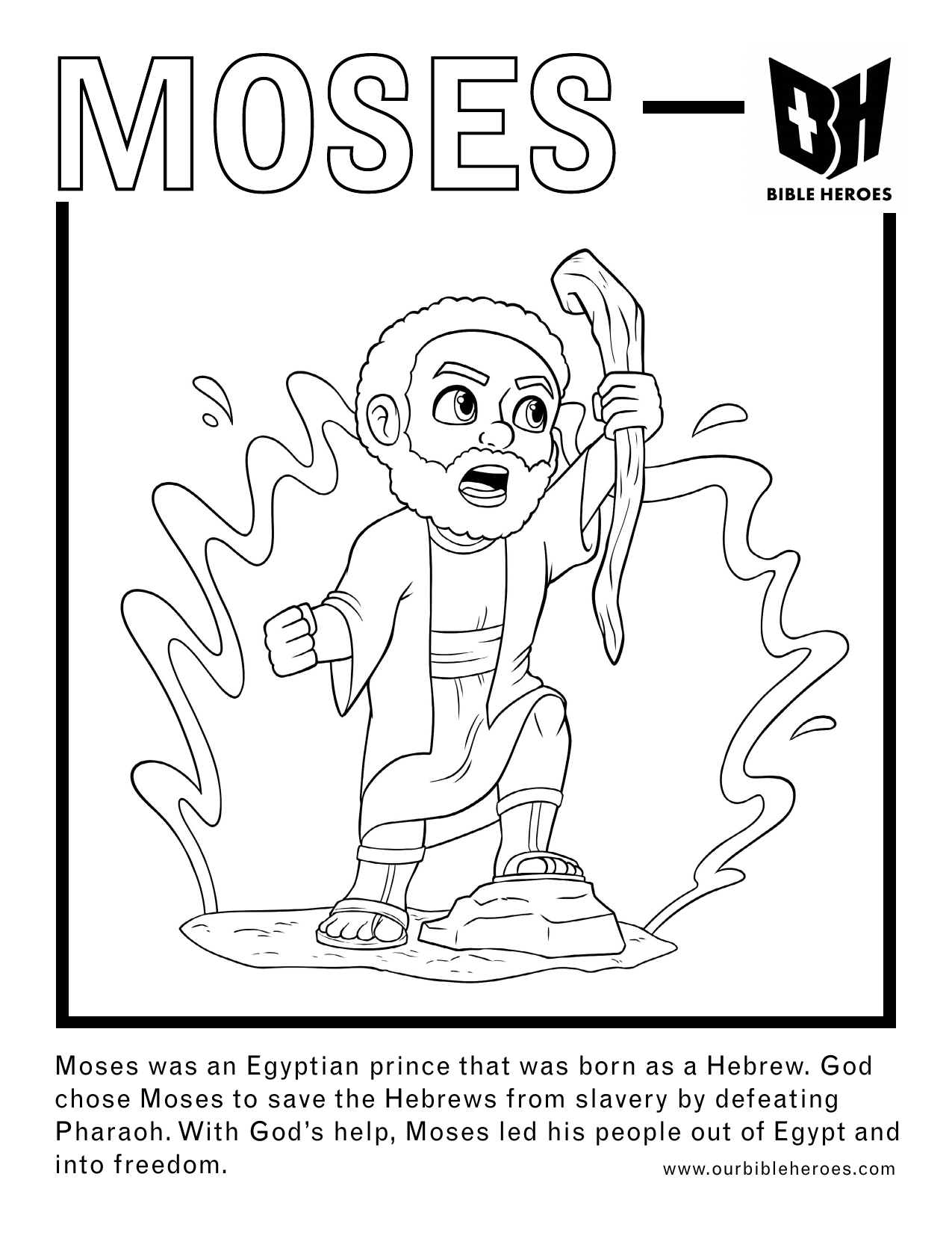 Moses coloring page outline