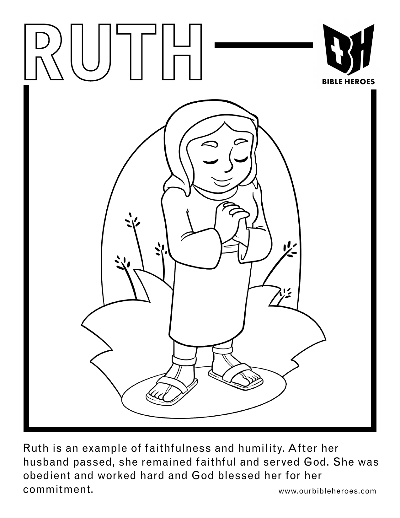 Ruth coloring page outline
