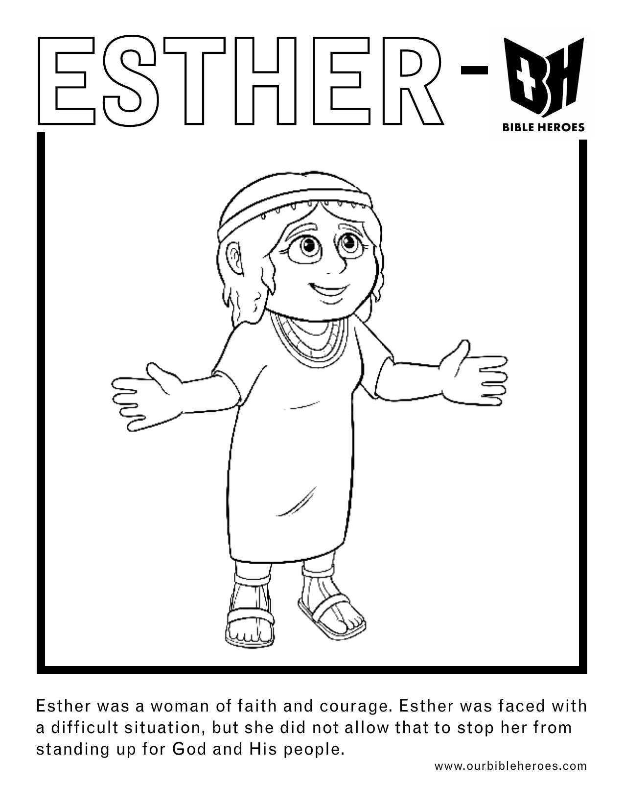 Esther coloring page outline